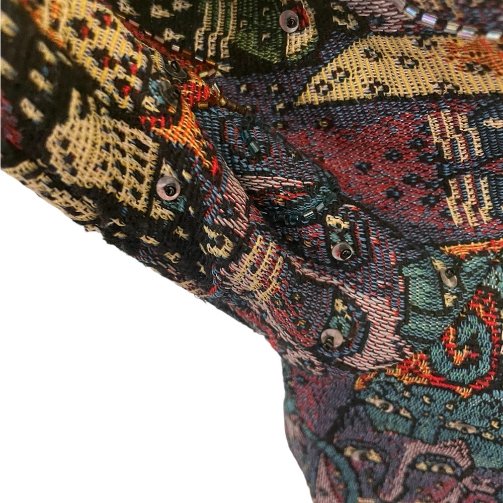 PARSLEY & SAGE Vintage Cat Tapestry Beaded Blazer Jacket - Picture 4 of 16